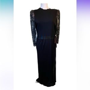 Women’s Black, lace and rhinestone Evening Gown. Vintage inspired. Bespoke.